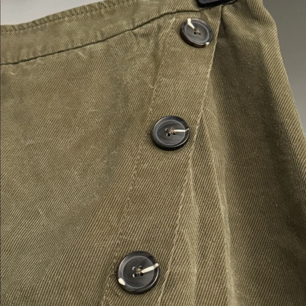 Corduroy Olive Button-Detail Women's Skirt - Picture 3 of 10